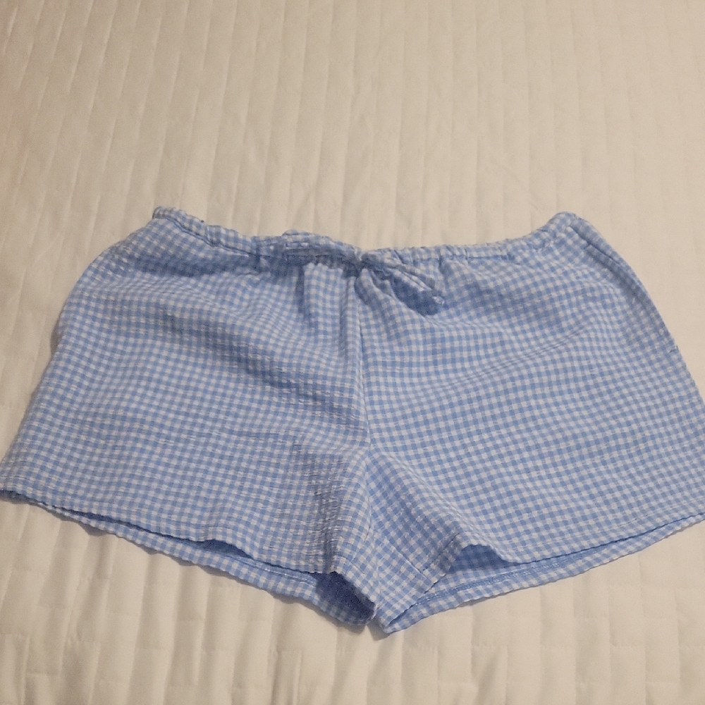 Double Zero Light Blue Checkered Shorts